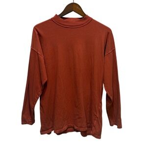 We The Free Women's XS Mock Neck Long Sleeve T-Shirt Distressed Rust‎ Orange